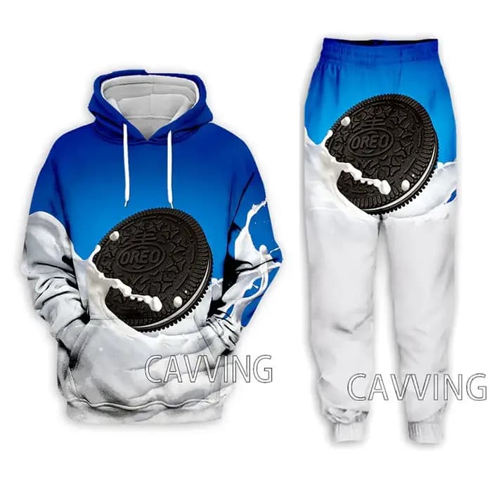 Sweat à capuche et pantalon de jogging College en 3D pour hommes et femmes