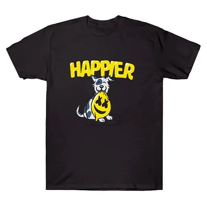 Marshmello Happier T-Shirt Marshmello DJ haute qualité T-Shirt unisexe coton à manches courtes t-shi