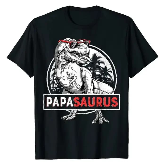 Nouveau T-shirt PAPASAURUS 2026 – T-Rex Papa Saurus Dinosaure pour Homme – Coton Classique – Hauts p