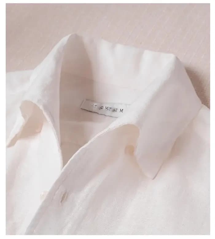 Chemise pour hommes haut de gamme en pur lin naturel - Blanc
