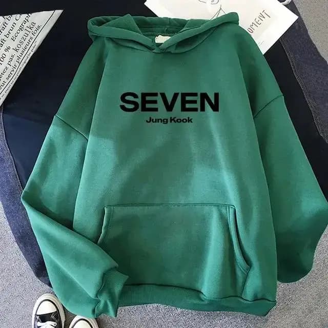 Sweat à capuche avec lettres imprimées JungKook Seven pour femmes/hommes