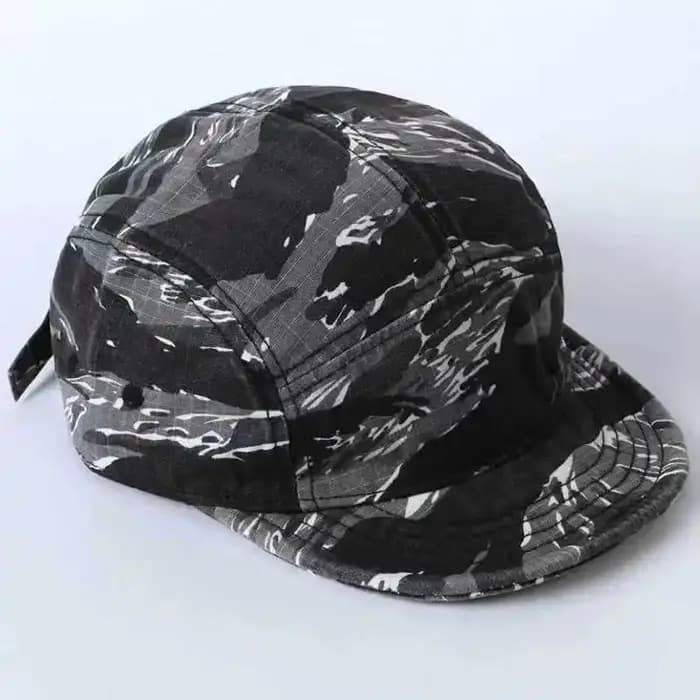 Casquette de baseball vintage à 5 panneaux camouflage à visière courte pour hommes et femmes