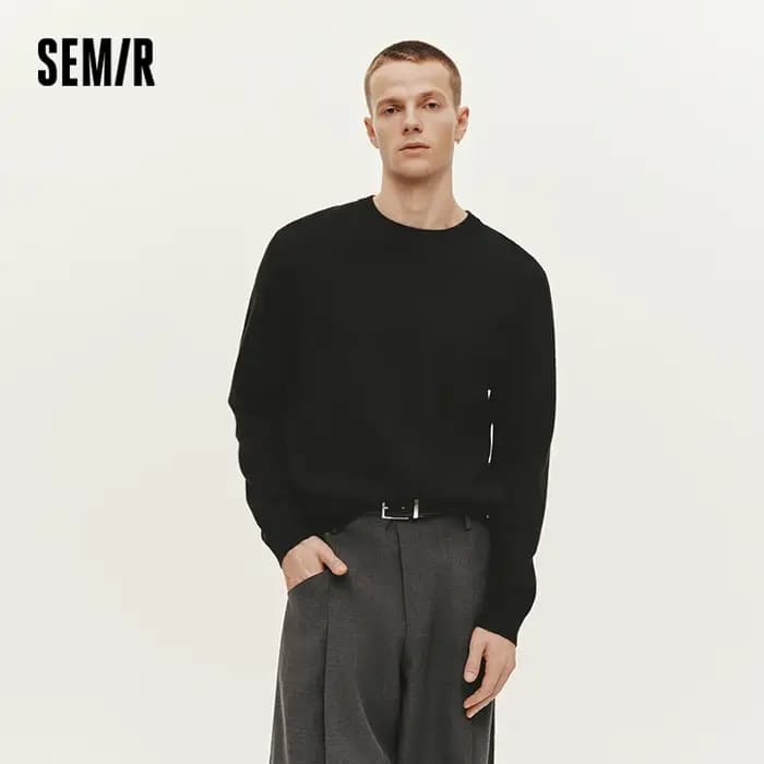 Semir tricoté pull hommes hiver cachemire mélange chaleur-générant antibactérien 2025 nouveau basiqu