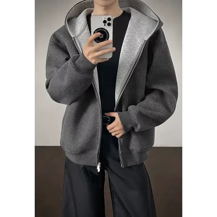 Sweat à capuche zippé grande taille pour hommes et femmes | Sweat-shirt surdimensionné à fermeture éclair sur le devant