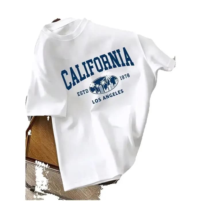T-shirt décontracté ample blanc à manches courtes imprimé lettres rétro pour femmes grandes tailles américaines