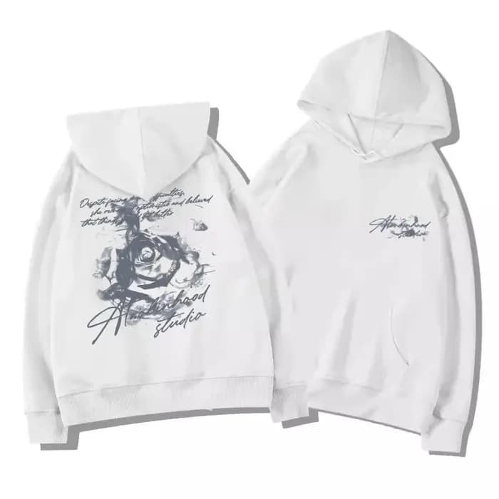 Rose lettre imprimer LazyStyle hommes femmes sweat à capuche automne hiver quotidien en plein air va