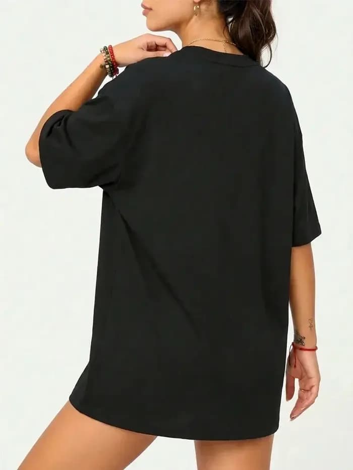 T-shirt Oversize Imprimé Queen 2026 Nouvelle Collection Femme Printemps-Été – Haut Décontracté Quotidien à Manches Courtes en Coton – Vêtements Féminins