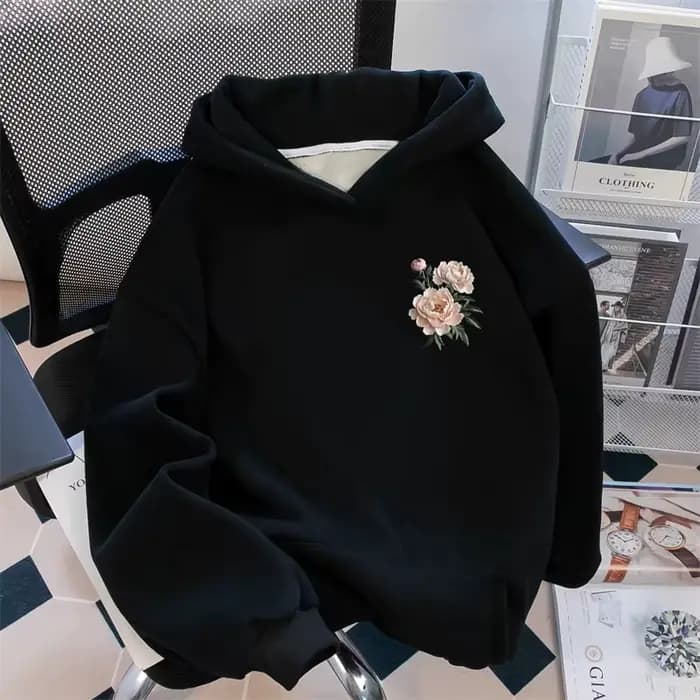 Sweat à capuche en polaire imprimé graphique Spring Rose pour homme