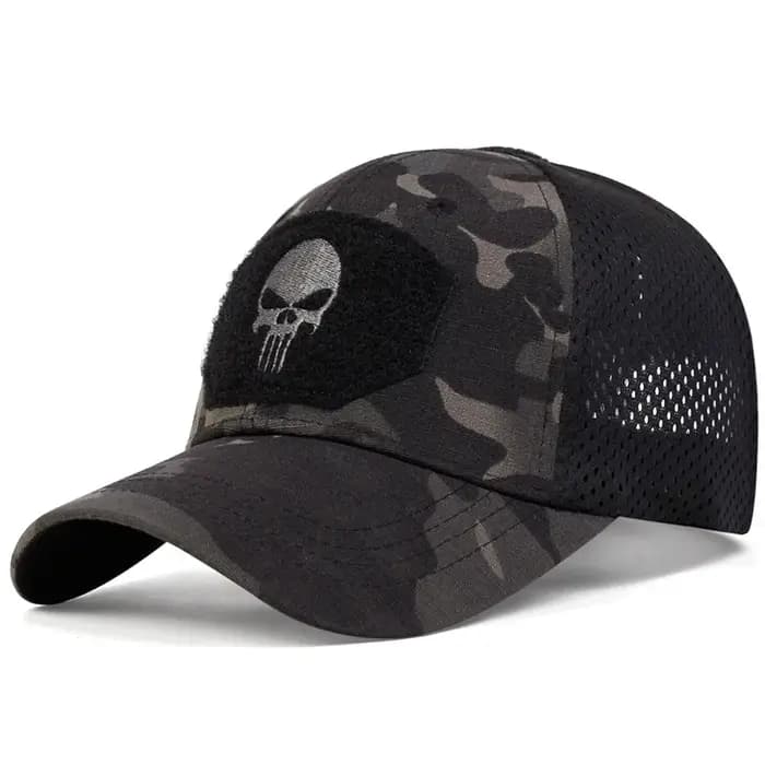 Casquette de Baseball respirante avec Patch brodé de crâne