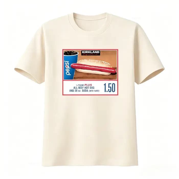 T-shirt Meme Costco Hotdog avec design Hot Dog tout bœuf de plus de 1,4 lb et Soda de 20 oz, Streetw