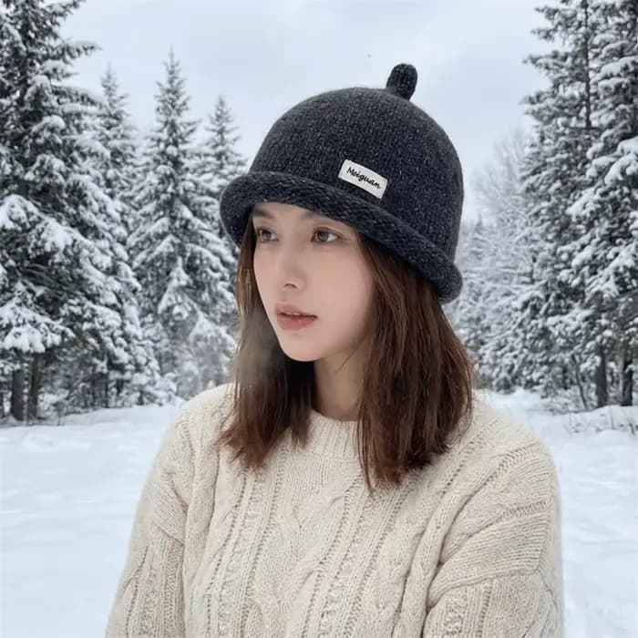 Bonnet en tricot uni doux, à bord roulé, chaud, style peintre hip-hop, multifonction, pour l'automne.