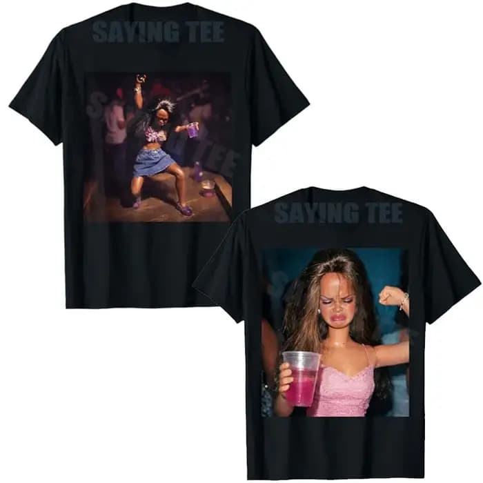 T-shirt graphique Y2K humoristique avec visage de poupée dégoûtant, boisson et danse, pour femme, mode féminine, cadeau fantaisie