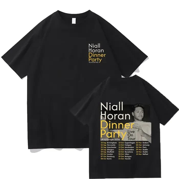 T-shirt Niall Horan Dinner Party 2026 Tour pour hommes et femmes, en coton, décontracté, à manches c