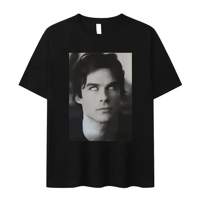 Damon Salvatore Ian Somerhalder émission de télévision T-shirt pour femmes été hauts t-shirts col ro