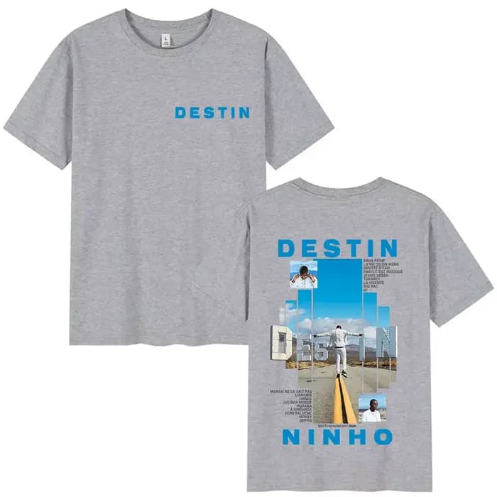Rappeur NINHO DESTIN Tour 2025 T-shirt graphique hommes mode d'été surdimensionné coton T-shirts Vintage Hip Hop
