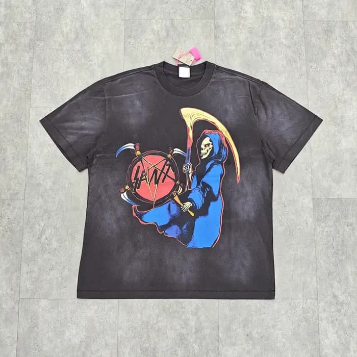 Yao mode Saint de Michael 25SS Vintage décontracté ample rétro graphiques imprimé t-shirt couverture en coton