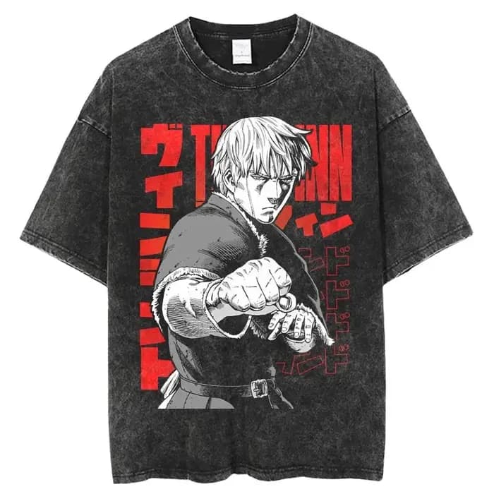 VINLAND SAGA-T-shirt en coton délavé pour hommes et femmes