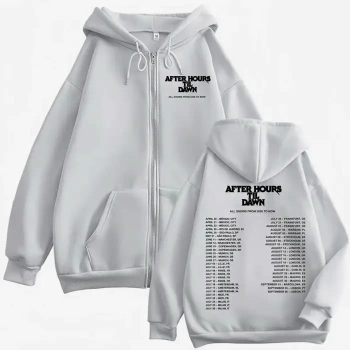 The Weeknd After Hours Til Dawn Tour 2026 – Sweat à capuche imprimé avec fermeture éclair pour homme et femme