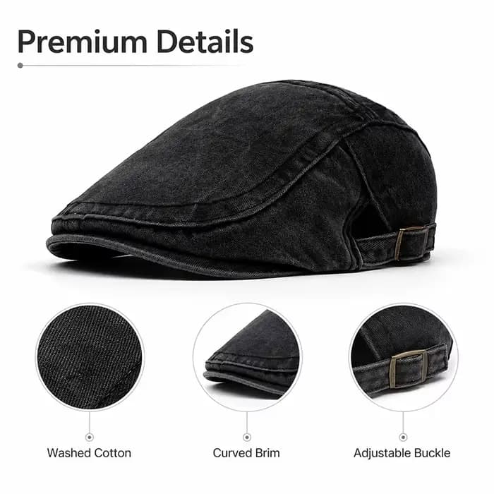 Casquette plate en coton délavé style vintage pour homme, casquette gavroche, casquette Ivy à visière, casquette de conduite décontractée pour femme, casquette de peintre, béret, chapeau printemps aut