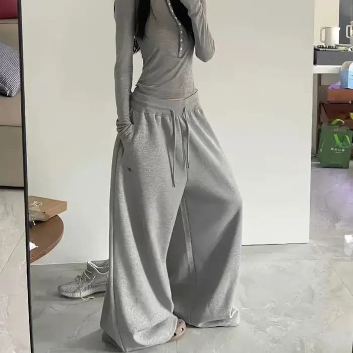 Pantalon de survêtement gris surdimensionné pour femmes
