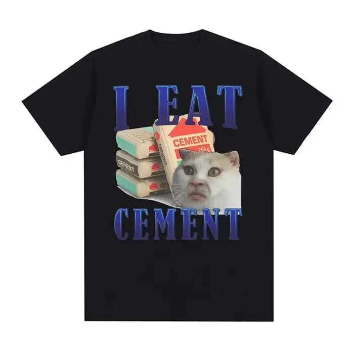 Je mange du ciment chat malte drôle Meme t-shirt pour hommes femmes mode décontracté à manches courtes t-shirts mâle surdimensionné coton t-shirts hauts
