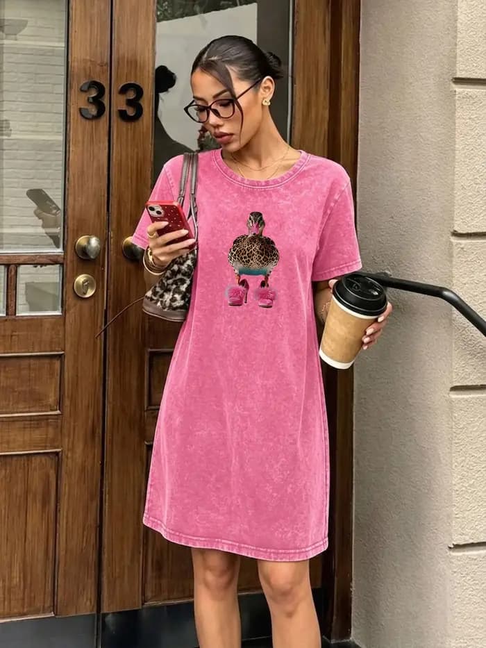 Robe T-shirt vintage délavée et vieillie pour femme