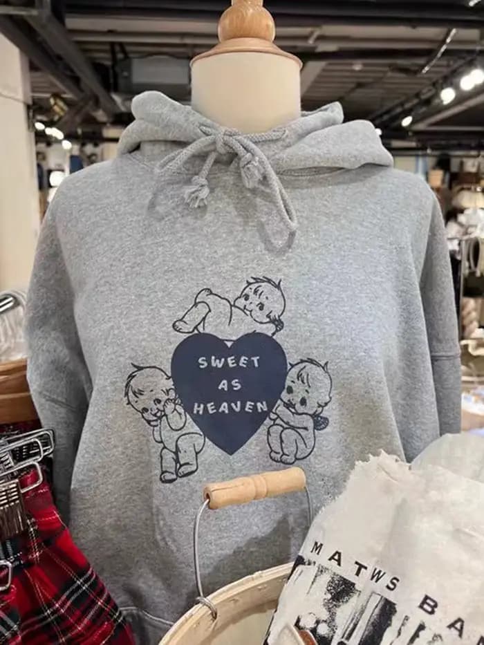 Sweat à capuche imprimé anges pour femmes