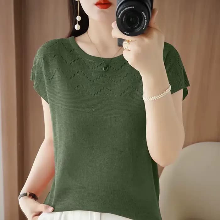 T-shirt à manches courtes et col rond pour femme