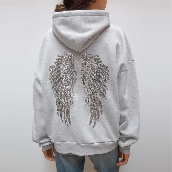 Sweat à capuche ailes d'ange à paillettes pour femmes