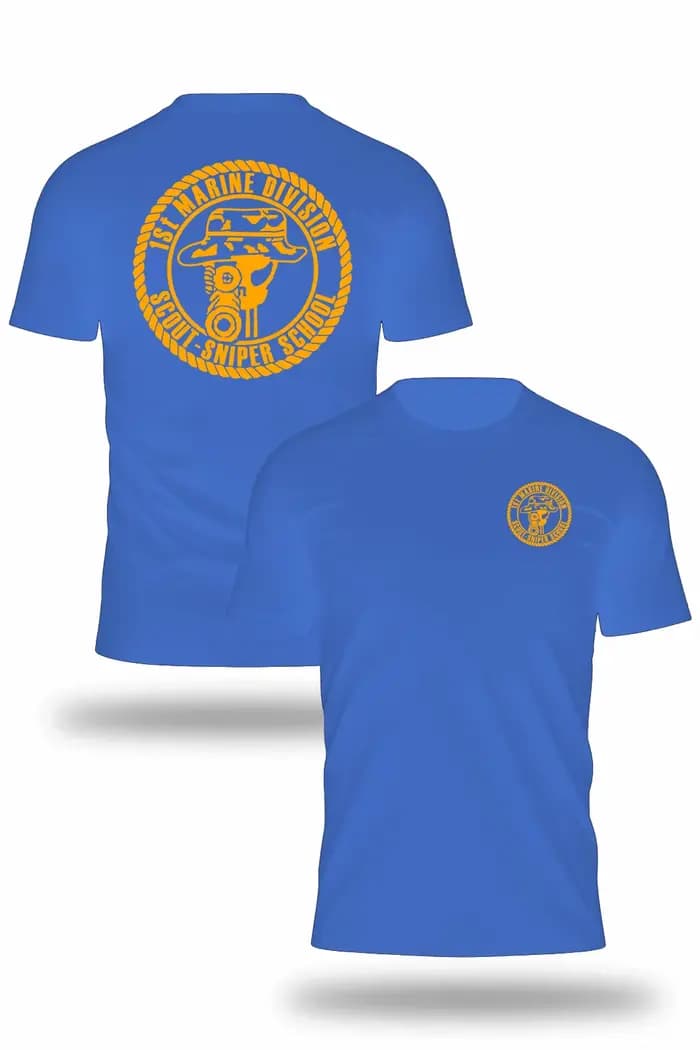 Scout Sniper School 1ère Division Marines T-shirt Survêtement pour hommes Coton Vêtements de sport décontractés Col rond Pull Manches courtes Hauts