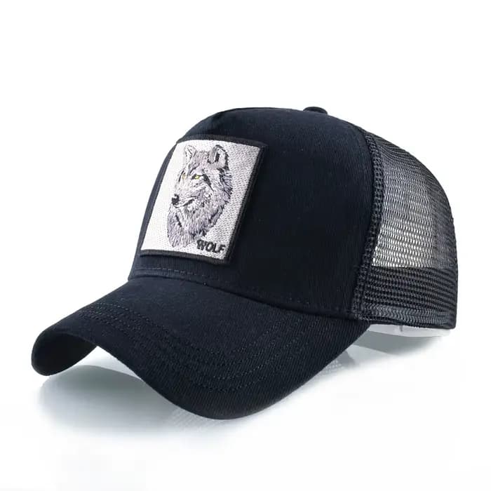 Casquette de Baseball à la mode avec Patch de loup brodé, casquette de camionneur Hip Hop pour hommes et femmes, chapeau à visière respirant pour l'extérieur