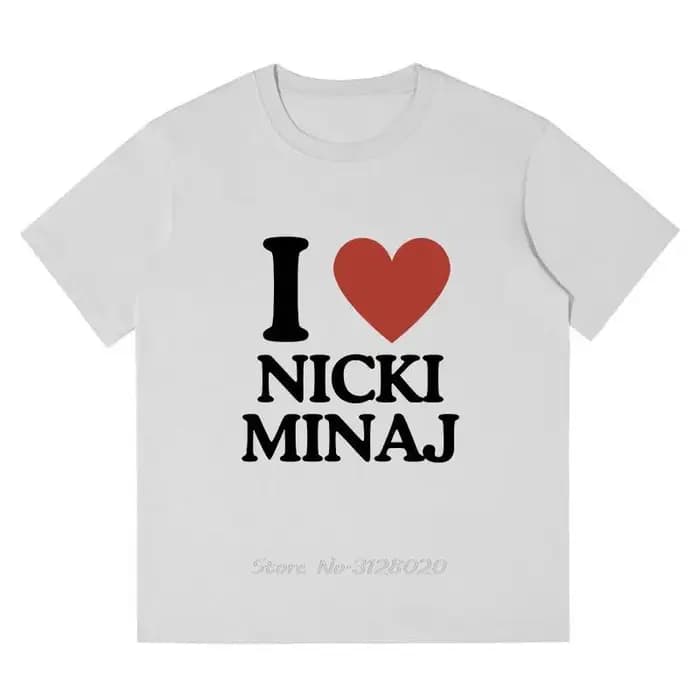 J'aime coeur Nicki Minaj T-shirt hommes mode Hip Hop Harajuku