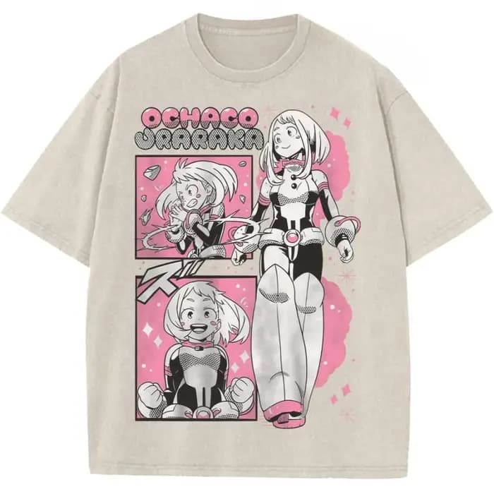 Anime mon héros académique Ochaco Uraraka imprimer T-shirt hommes femmes vêtements surdimensionné