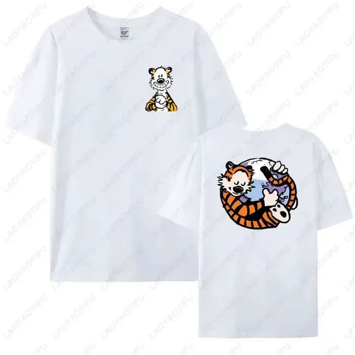 Drôle Calvin et Hobbes T-shirt graphique coton pour hommes femmes tenue décontracté nostalgie vieille école Style dessin animé t-shirts Camisetas