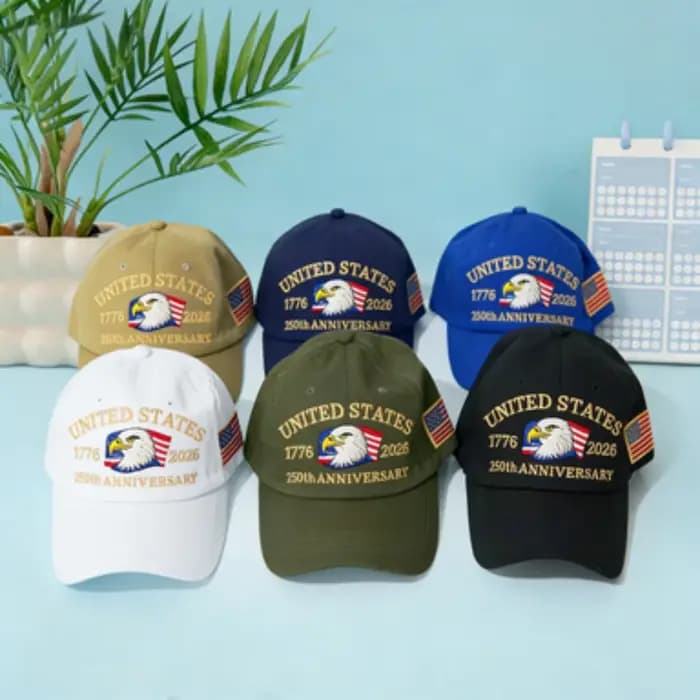 Casquette de baseball brodée d'un aigle du drapeau américain