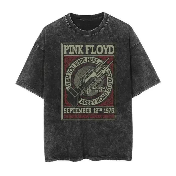T-shirt graphique pour homme Floyd Rock Rose délavé effet vieilli, Nouvelle Arrivée, Vêtements pour