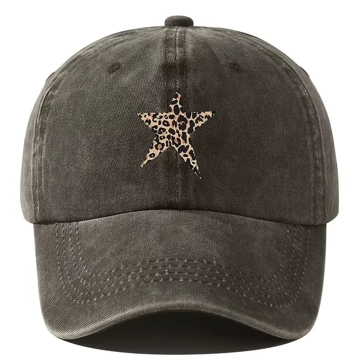 Casquette de baseball imitation rétro avec motif étoile imprimé léopard pour les loisirs
