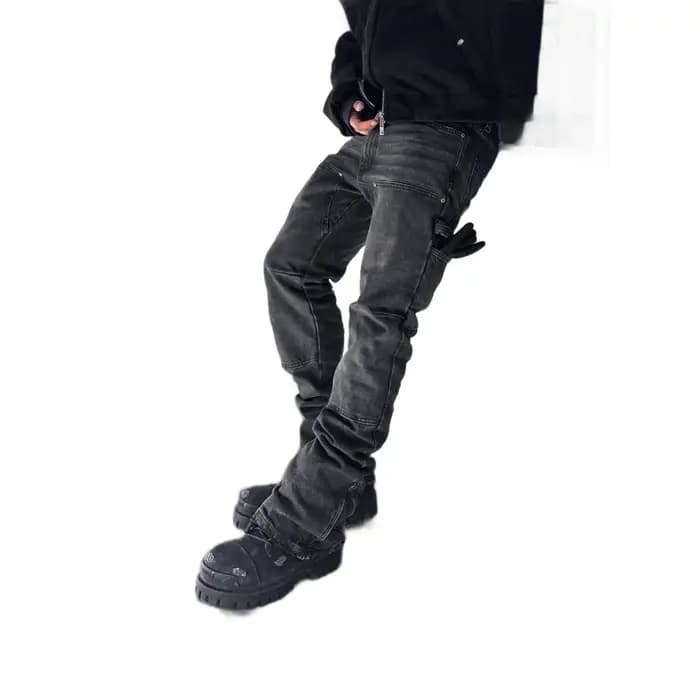 Jean en denim noir extensible coupe slim pour homme