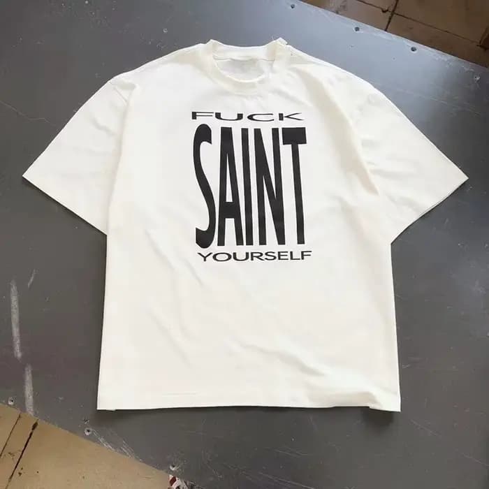 T-shirt rétro à manches courtes avec logo SAINT pour hommes et femmes, vêtements de rue, haut imprimé d'été à la mode et décontracté