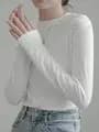 T-shirt à manches longues en coton blanc pour femme