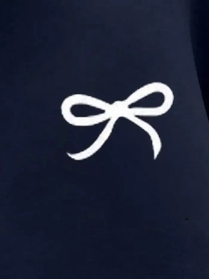 Sweat-shirt à capuche bleu marine avec imprimé nœud