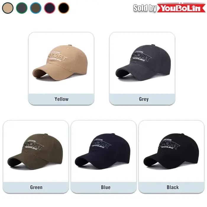 Casquette de baseball réglable en coton avec broderie 3D SPORT Letters