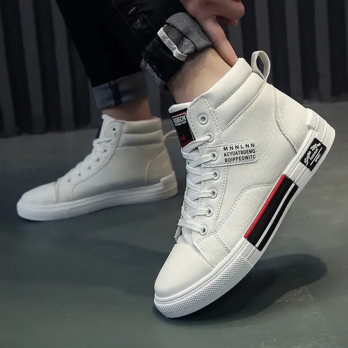 Chaussures de skate pour hommes baskets hautes respirant blanc