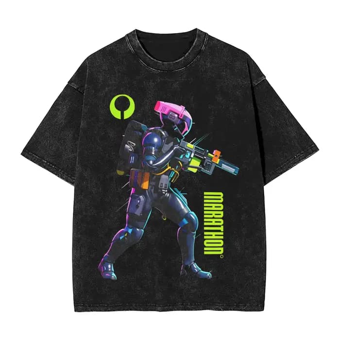 T-shirts Game Marathon Hip Hop en coton délavé Harajuku – Nouveauté Streetwear imprimé pour hommes e