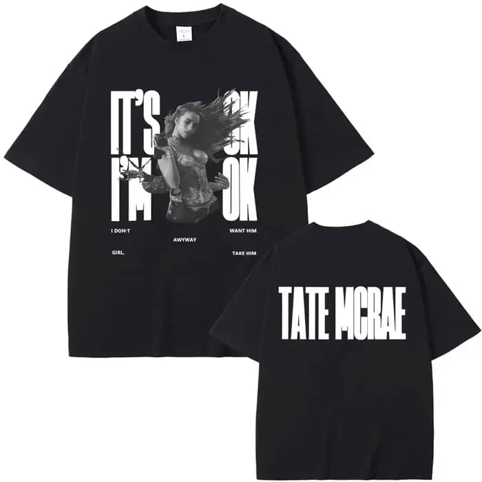 2025 chanteur Tate Mcrae T8 musique t-shirts hommes femmes Vintage T-shirt été coton surdimensionné à manches courtes