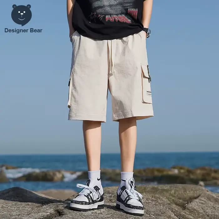 Shorts Cargo Homme d'Été Décontractés Multi-Poches avec Cordon de Serrage Style Streetwear Sportif Longueur Genou Bermuda