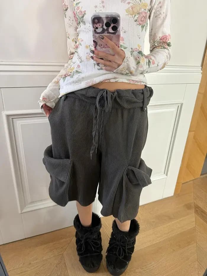 REDDACHiC Short cargo pour femme à taille roulée