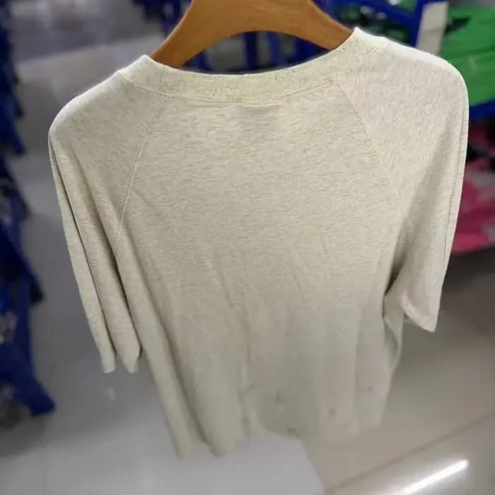 SAINT Hole Style Nouvelle Arrivée T-shirt gris à manches courtes col rond oversize à trous imprimé rétro pour hommes et femmes en coton