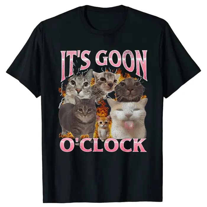 Drôle IT's GOON O'CLOCK chat graphique T-shirt hommes femmes décontracté Hip Hop Streetwear