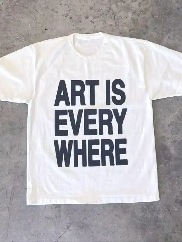 T-shirt graphique « Art Is Everywhere » vintage pour femme, style Y2K punk décontracté, hauts gothiq